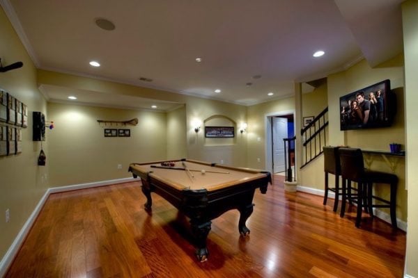 Basement-remodel-billiard-game-ashburn-va-after Basement remodel with billiards game room in Ashburn, VA