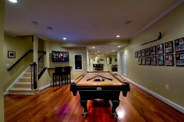 Remodel-basement-game-room-pool-table-ashburn-va-after Basement remodel with game room in Ashburn, VA