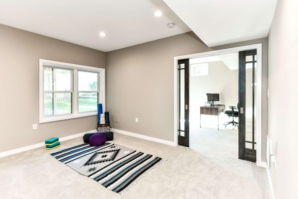 Basement Remodel yoga area in basement after remodel