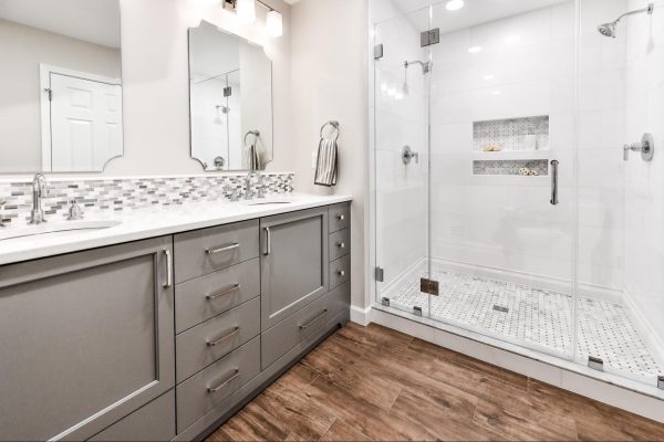Bathroom Remodel in Reston bathroom sink and walk in shower after remodel