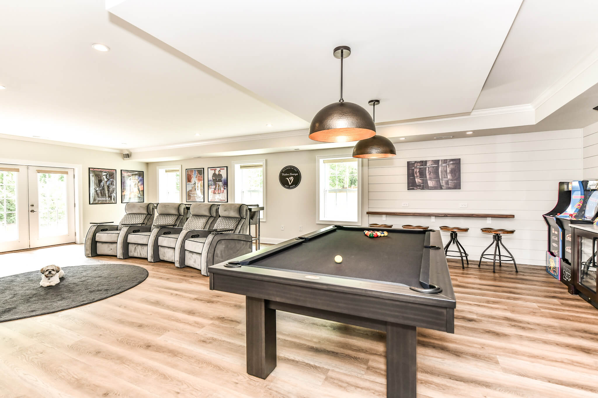 basement remodel with pool table