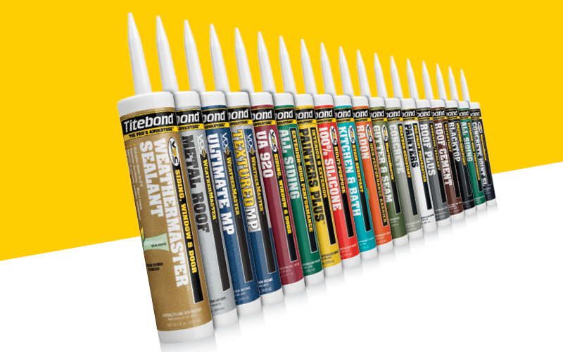 line of various caulking containers